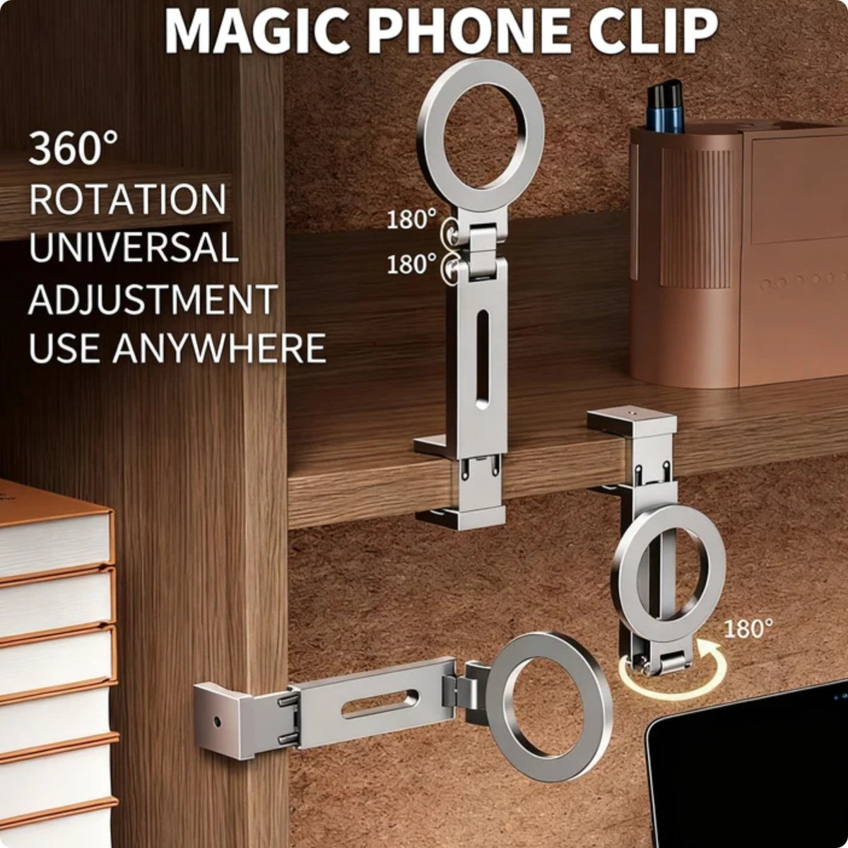 Magnetic Phone Stand For Travel, 360 Rotatable Foldable Desk Holder With N52 Strong Magnets, Portable Magsafe Compatible Mount For Airplane Train Car And Home Office