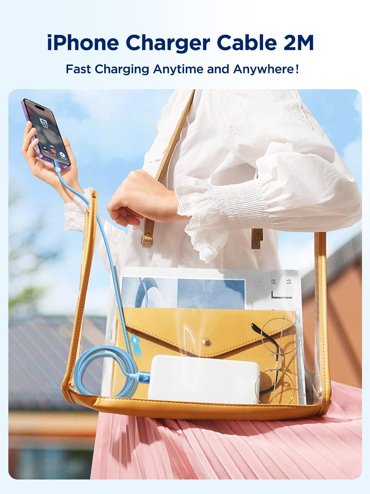 iPhone Charger Cable 2M, MFi Certified Lightning Cable Fast Charging iPhone Charger Nylon USB iphone Charging Cable Lead for iPhone 14 13 12 11 Pro Max XS XR X 8 7 6 Plus 5 SE,iPad