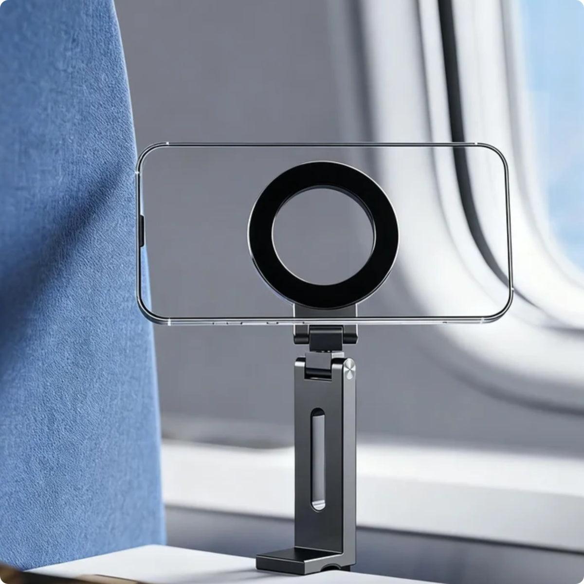 Magnetic Phone Stand For Travel, 360 Rotatable Foldable Desk Holder With N52 Strong Magnets, Portable Magsafe Compatible Mount For Airplane Train Car And Home Office