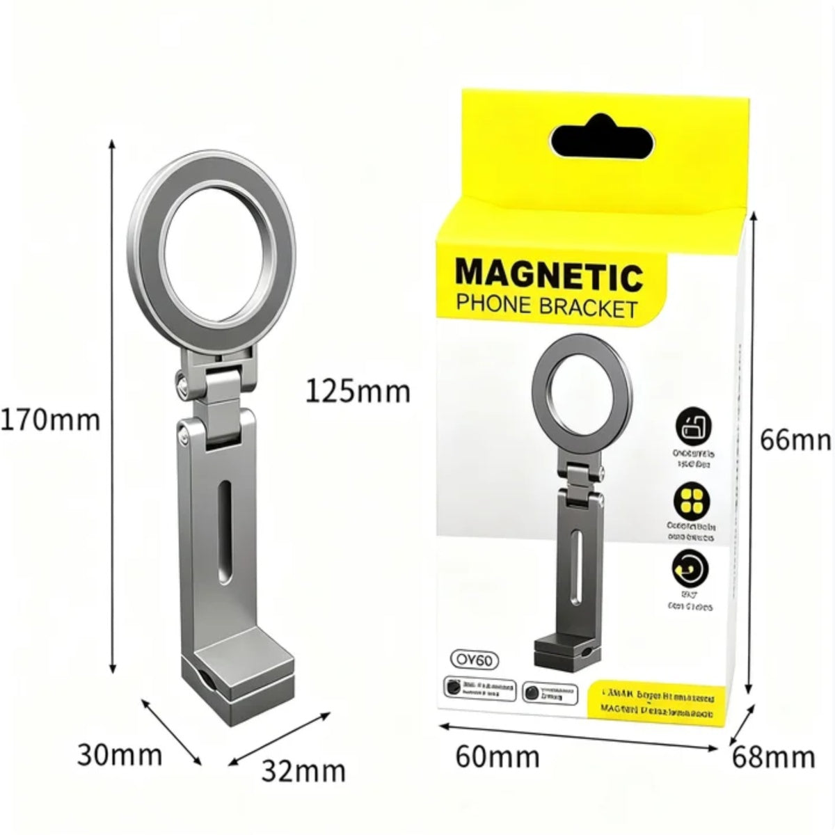 Magnetic Phone Stand For Travel, 360 Rotatable Foldable Desk Holder With N52 Strong Magnets, Portable Magsafe Compatible Mount For Airplane Train Car And Home Office