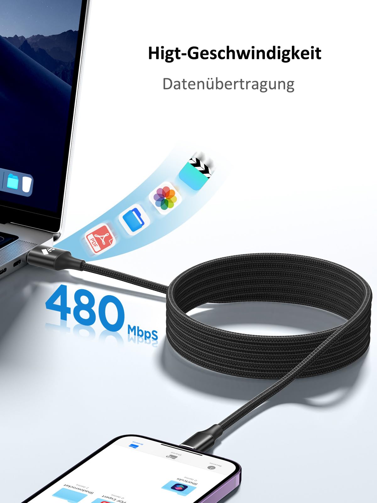 iPhone Charger Cable 2M, MFi Certified Lightning Cable Fast Charging iPhone Charger Nylon USB iphone Charging Cable Lead for iPhone 14 13 12 11 Pro Max XS XR X 8 7 6 Plus 5 SE,iPad