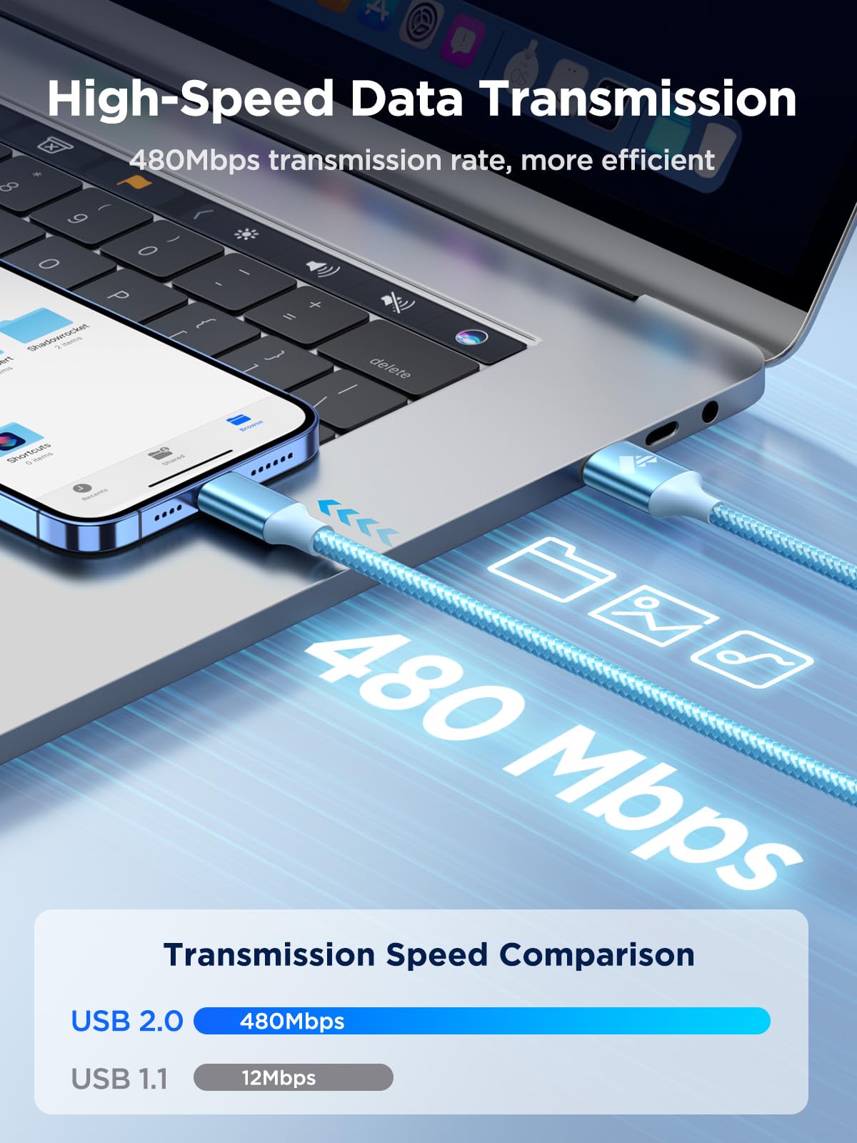 iPhone Charger Cable 2M, MFi Certified Lightning Cable Fast Charging iPhone Charger Nylon USB iphone Charging Cable Lead for iPhone 14 13 12 11 Pro Max XS XR X 8 7 6 Plus 5 SE,iPad