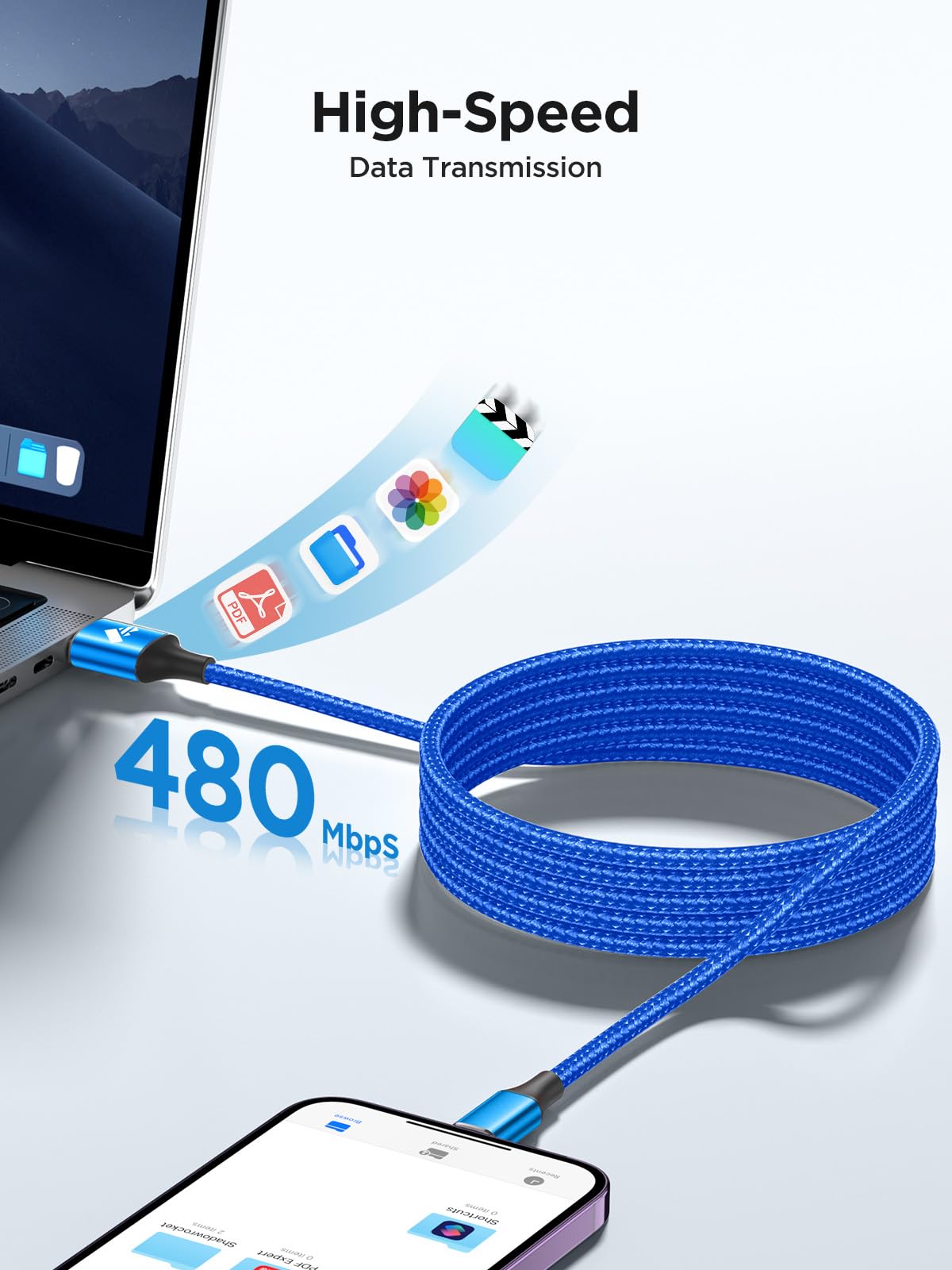 iPhone Charger Cable 2M, MFi Certified Lightning Cable Fast Charging iPhone Charger Nylon USB iphone Charging Cable Lead for iPhone 14 13 12 11 Pro Max XS XR X 8 7 6 Plus 5 SE,iPad