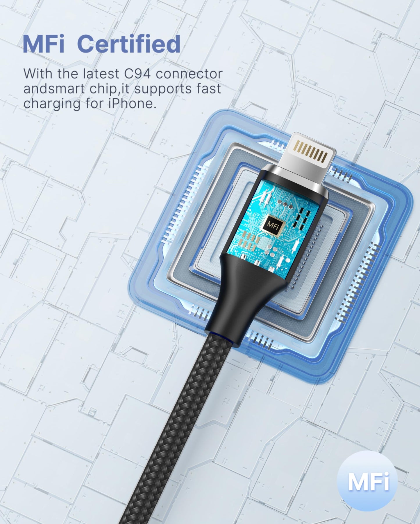 iPhone Charger Cable 2M, MFi Certified Lightning Cable Fast Charging iPhone Charger Nylon USB iphone Charging Cable Lead for iPhone 14 13 12 11 Pro Max XS XR X 8 7 6 Plus 5 SE,iPad